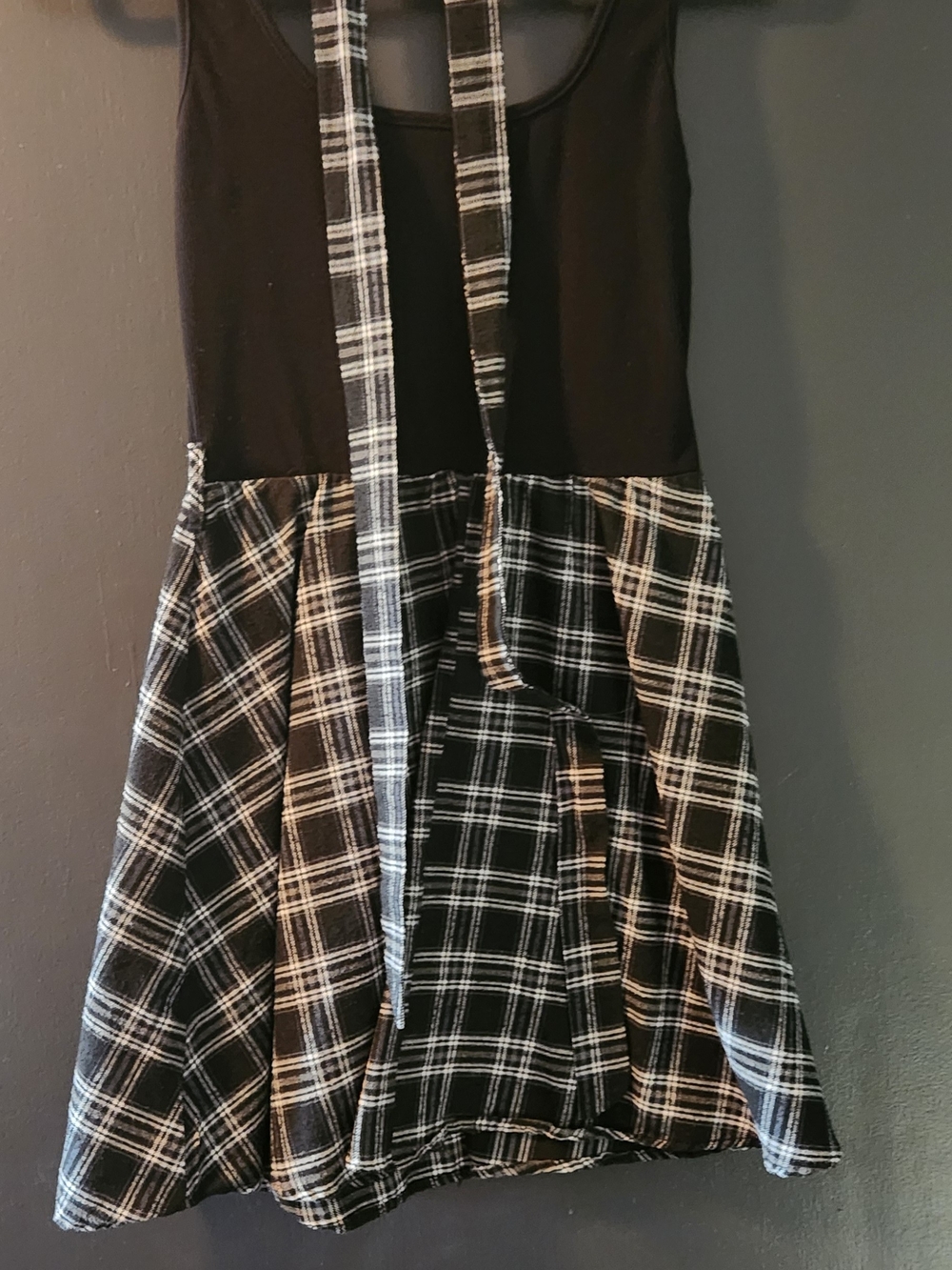 Black Plaid Girls' Suspender Dress